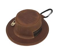 Porte-clés en cuir véritable avec fermeture éclair en forme de chapeau de vache pour homme et femme, marron, Taille unique