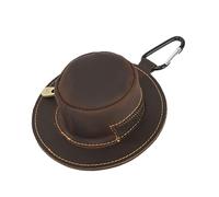 Porte-clés en cuir véritable avec fermeture éclair en forme de chapeau de vache pour homme et femme, Couleur café., Taille unique