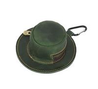Porte-clés en cuir véritable avec fermeture éclair en forme de chapeau de vache pour homme et femme, Vert, Taille unique