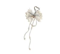Porte-clés en dentelle complexe avec cœur en et frange perlée, porte-breloque nœud papillon pour adolescentes, bijoux à pompons à la mode