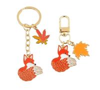 Porte-Clés en Feuille D'Érable Renard 2 Pièces, Porte-Clés Animaux Mignons, Breloques De Sac Intéressantes, Porte-Clés en Métal Créatifs