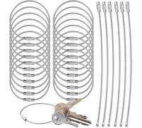 Porte-clés en Fil,30 Pièces Boucles en Acier Inoxydable 15cm Porte Clés Câble Acier Inoxydable 2 mm Anneaux de Boucle de Câble pour Randonnée,Pendre Étiquette de Bagage