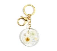 Porte-Clés En Fleurs Séchées Blanches, Fleurs Immortelles Pour Une Touche D'élégance, Pendentif Tendance Pour Sac, Cadeau De Remerciement Pour Maman, Enseignante, Collègue, Cadeau Pour Petite Amie