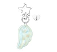 Porte-clés en forme d ' aile d ' ange, accessoire de bijoux en acrylique, breloque de de protection compacte pour offrir un moment spécial