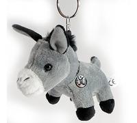 Porte-clés en forme d'âne en peluche avec pendentif en forme d'âne Gris