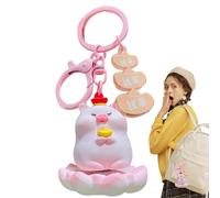 Porte-clés en forme d'animal, mignon cochon de dessin animé, pendentif de poupée avec siège rotatif à fleurs, décoration de sac à dos, porte-clés animal pour garçons et filles, L'argent vient, Refer