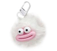Porte-clés en forme d'animaux, chaîne de clé à boule poilue multicolore, jolie décoration poilue de balle, laid pendentif de sacs d'école pour étudiants pour les vacances d'anniversaire, blanc