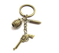 Porte-clés en forme d'armes, outils de survie, porte-clés grenade, cadeau unisexe pour petit ami, cadeau pour père (pistolet en bronze)