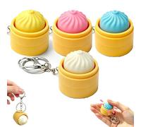 Porte-clés en forme de boulette avec petit chignon spongieux, mini clicker avec son net, bouton en forme de chignon, jouet anti-stress pour soulager l'anxiété, sac à dos ou porte-clés