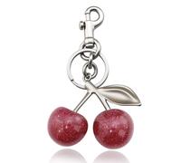 Porte-clés en forme de cerise pour sac à main, accessoires de cerise, idées d'anniversaire pour la fête des mères, argenté, Small