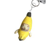 Porte-clés en Forme de Chat Banane, Crochet pour clé drôle de Chat Banane avec Dessins animés pour Sac, Porte-clés de Meow, Porte-clés avec breloque Mignonne, Anti-Perte