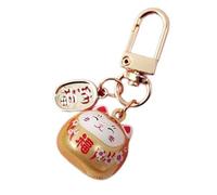 Porte-clés en forme de chat de dessin animé - Ornement de style japonais - Cloches en métal - Pour sac à offrir et décorer - Joli porte-clés pour filles, jaune, One Size