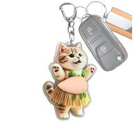 Porte-clés en forme de chat en acrylique avec ventre écrasé | Jolie breloque de poche pour étudiants, enseignants, femmes, filles, enfants pour anniversaire et vacances
