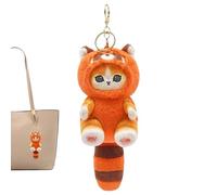 Porte-clés en forme de chat en peluche, joli chat en flanelle avec grandes queues - Ornements portables suspendus pour rétroviseurs de voiture, Panda, Consulte la descripción