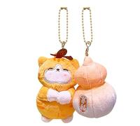 Porte-clés en forme de chat gourd - Paire de porte-clés magnétiques en forme de chat - Anneau en peluche pour chat rempli - Mignon dessin animé - Pendentif chat en peluche pour femmes et filles