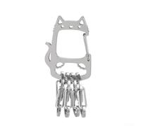 Porte-clés en forme de chat porte-bonheur léger - Mousqueton en acier inoxydable 304 pour une fixation sûre du matériel dans les sports de plein air, argenté (A)