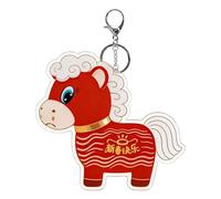 Porte-clés en forme de cheval du Nouvel An chinois, 2D en acrylique, motif pleurs de Nouvel An, souvenir de bénédiction du Nouvel An - Porte-clés à breloques pour sac à dos pour enfants, filles