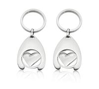 Porte-clés en forme de coeur avec jeton en métal - Accessoires pour panier d'achat