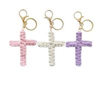 Porte-clés en forme de croix, cordon chrétien, cadeaux pour homme et femme, porte-clés biblique, A - Blanc + Rose + Violet, 5.5cm
