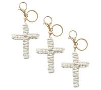 Porte-clés en forme de croix, cordon chrétien, cadeaux pour homme et femme, porte-clés biblique, A - blanc., 5.5cm