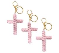Porte-clés en forme de croix, cordon chrétien, cadeaux pour homme et femme, porte-clés biblique, A - rose., 5.5cm
