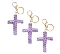 Porte-clés en forme de croix, cordon chrétien, cadeaux pour homme et femme, porte-clés biblique, A - Violet, 5.5cm