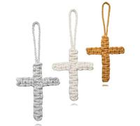 Porte-clés en forme de croix, cordon chrétien, cadeaux pour homme et femme, porte-clés biblique, B - Blanc + marron + gris, 5.5cm