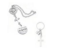 Porte-clés en forme de croix et de voiture - Pour hommes et femmes - Cadeau religieux pour chrétiens et croyants, 1