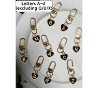 Porte-clés en forme de cœur avec lettre de A à Z, porte-clés de mode en alliage avec mousqueton, porte-clés personnalisé avec initiale, convient pour sac à dos, portefeuille, étui d'écouteurs, cadeau 