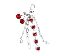 Porte-clés en forme de cœur avec perles en forme de cœur pour voiture - Forme de fruit - Ornements suspendus - Porte-clés - Accessoire en forme de cerise - Perles - Étoile de cœur - Porte-clés