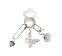 Porte-clés en forme de cœur papillon coloré en alliage alliage porte-clés pendentif sac étoile accessoires de bijoux tendance pour les rencontres et l'utilisation décontractée