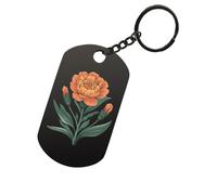 Porte-clés en forme de fleur de souci orange en acier inoxydable
