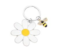 Porte Clés en Forme de Fleurs Pendentif décoratif en métal Daisy Bee Porte-clés fleur de Marguerite pour Sac à Main Voiture Cadeau Filles