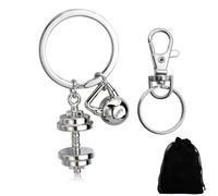 Porte-clés en forme de haltère Porte-clés en forme de poids de musculation 3D pour les culturistes, anneaux de clé pour l'entraînement de force, accessoires de fitness, porte-bagages de charme