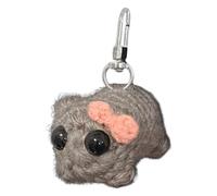 Porte-clés en forme de hamster triste - Porte-clés en crochet en forme de hamster | Porte-clés hamster triste de 7 x 5 cm | Porte-clés en tricot | Poupée de hamster triste avec son | Jouet doux et