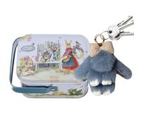 Porte-clés en forme de lapin - Porte-clés doux avec nœud - Porte-clés en peluche avec boîte en métal - Porte-clés mignon pour sac à dos, Siehe Beschreibung, peluche, Voir description