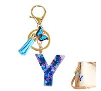 Porte-clés en forme de lettre initiale avec pompon, organiseur de sacs | Pendentif en résine époxy pour sac à dos pour le travail, l'école, les voyages d'affaires, les voyages