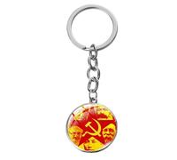 Porte-clés en forme de marteau de faucille étoile rouge CCCP Russie Emblème Communisme Pierre de verre Art Porte-clés Porte-clés de voiture, blanc, L