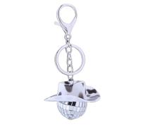 Porte-clés en forme de mini boule discothèque, chapeau de cowboy à facettes - Porte-clés réutilisable à suspendre pour garçons, filles, femmes, hommes, décoration de fête, Motif vache noire et blanche
