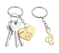 Porte-clés en forme de note de musique - Symbole de musique pour couples, porte-clés pour sac à main, petite amie, petit ami, Doré, Refer to description