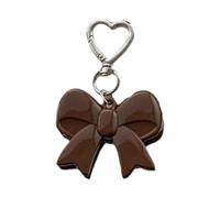 Porte-clés en forme de nœud mignon - Porte-clés en forme de cœur - Breloque créative pour sac à main - Sac à dos - Ornements suspendus - Porte-clés en forme de nœud - Pour femme, Couleur café., One