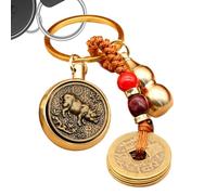 Porte-clés en forme de pièce de monnaie, breloque vintage en cuivre, pendentif en forme de pièce de monnaie, porte-clés de voiture, multifonction pour homme et femme, The God Pig Turn