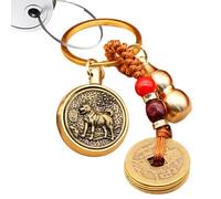 Porte-clés en forme de pièce de monnaie | Pièce de monnaie de cinq empereurs chinois, pendentifs porte-clés de voiture, pendentif, porte-clés vintage en cuivre pour accessoires quotidiens,