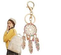 Porte-clés en forme de plume, attrape-rêves, sac à dos, porte-clés avec strass | breloque plume tendance, ornement pour femmes et filles, Coloré, Refer to description