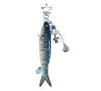 Porte-clés en forme de poisson, accessoire de pêcheur, 13,5 x 2 x 2 cm, breloque réaliste de pêche, objet de collection compact pour sac à dos, sac à bandoulière, fourre-tout, déplacement, utilisation