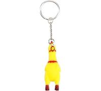 Porte-clés en forme de poulet hurlant jaune, mini jouet à presser en caoutchouc avec jouet de poulet hurlant, gadgets et jouets pratiques pour blagues, porte-clés, porte-clés à cordes