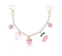 Porte-clés en forme de sucette cerise, avec un design élégant et accrocheur, 22,5 x 7 x 0,5 cm, breloque chaîne de sac à main, accessoire mignon pendentif fruit, motif fraise, cerise, cœur, pour