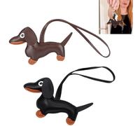 Porte-clés en forme de teckel mignon en cuir,2 pièces Porte-clés de chien,accessoire esthétique pour sac à dos et voiture,cadeaux porte-clés pour femmes,hommes,enfants,anniversaire,Noël