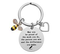 Porte-clés en forme d'état cadeau - Pendentif amour d'abeille | Acier inoxydable - Remise des diplômes pour enseignants, amitié Porte-clés pour femmes avec petits mots d'abeille, pour hommes