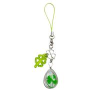 Porte-clés en forme d'herbe à quatre feuilles - Accessoires - Pendentif en verre - Sangle à dix chaînes - Design antidérapant - Décoration de tous les jours - Pendentif en verre à quatre feuilles